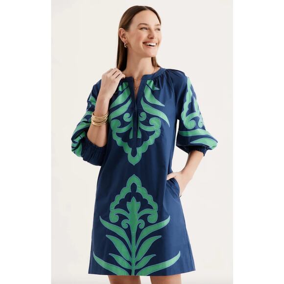 Tyler Boe SARA APPLIQUE embroidered shift dress size XS in Royale - Picture 4 of 5